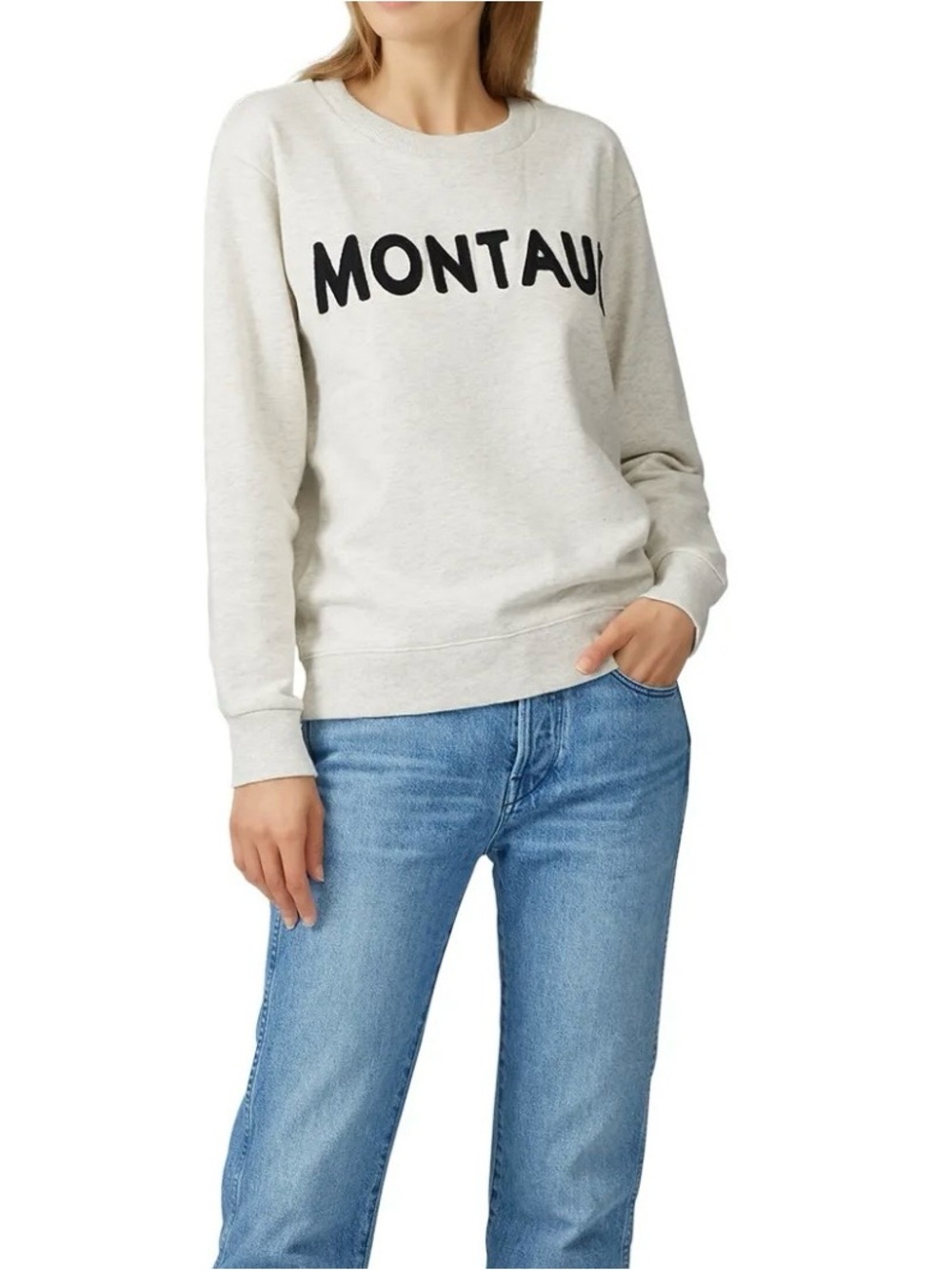 J. Crew Montauk Cotton Crewneck Sweatshirt Womens XXS Oversized Light Grey Coast
